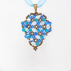 Pendant 30cm - Marissa Grapes-Blue Organza - Pendant 30cm - Laiton bronze